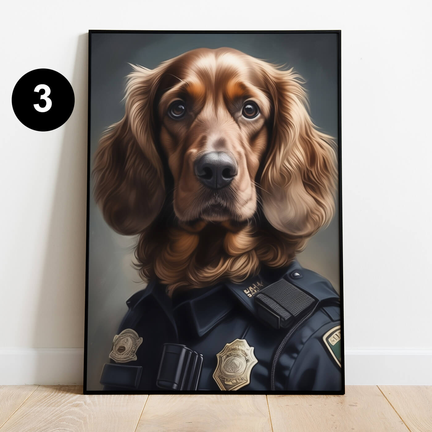 Hundeportrait als Polizist Cop