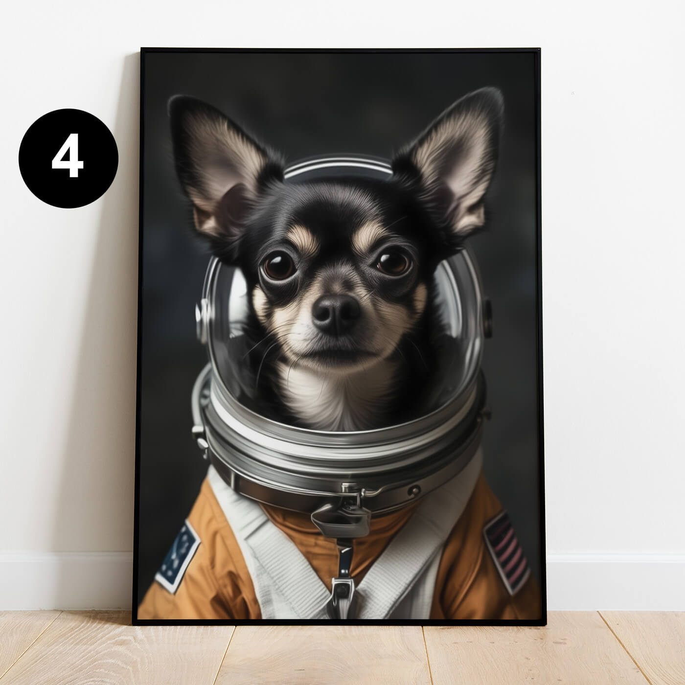 Hundeportrait Astronaut Kostüm