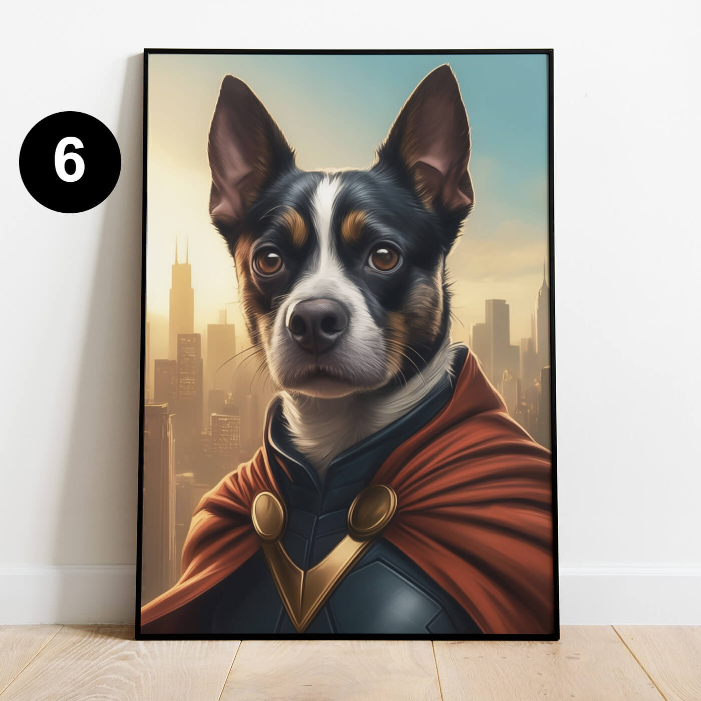 Hundeportrait Superheld Kostüm