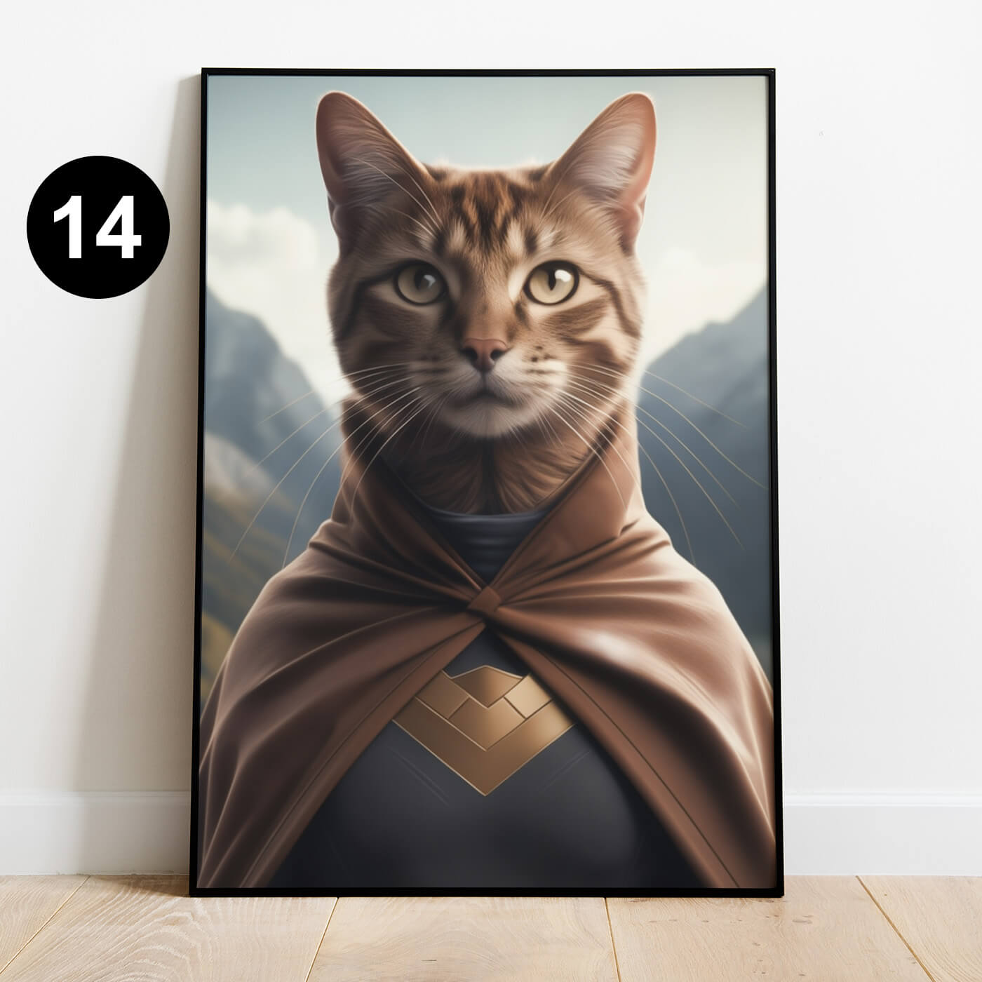 Katzenportrait Umhang Superheld